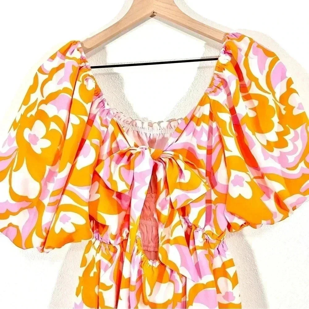 Sweet Lemon Puff Sleeve Dress with Pockets - Picture 10 of 11